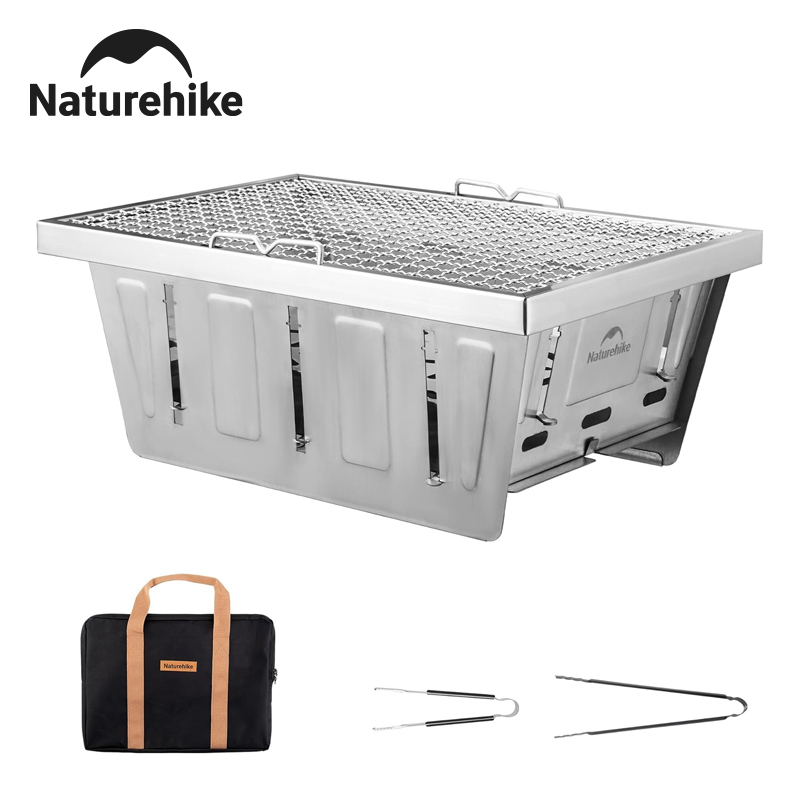 Camping Cooking Table - เตาถ่านพกพา Naturehike สำหรับโต๊ะ IGT เตาบาร์บีคิวพับได้พร้อมที่คีบ สำหรับทำอาหารนอกบ้านและในรถ