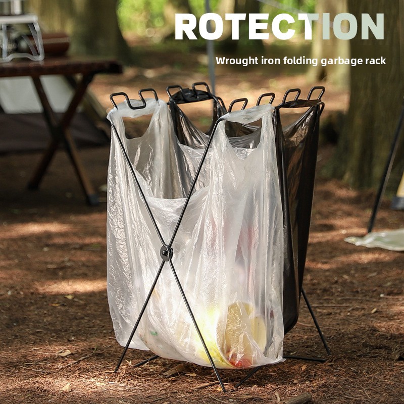 Camping Cooking Organizer - ที่วางถุงขยะแบบพับได้, ที่วางถุงพลาสติกสำหรับตั้งแคมป์ ปิคนิค บาร์บีคิว ใช้ในบ้าน ห้องครัว