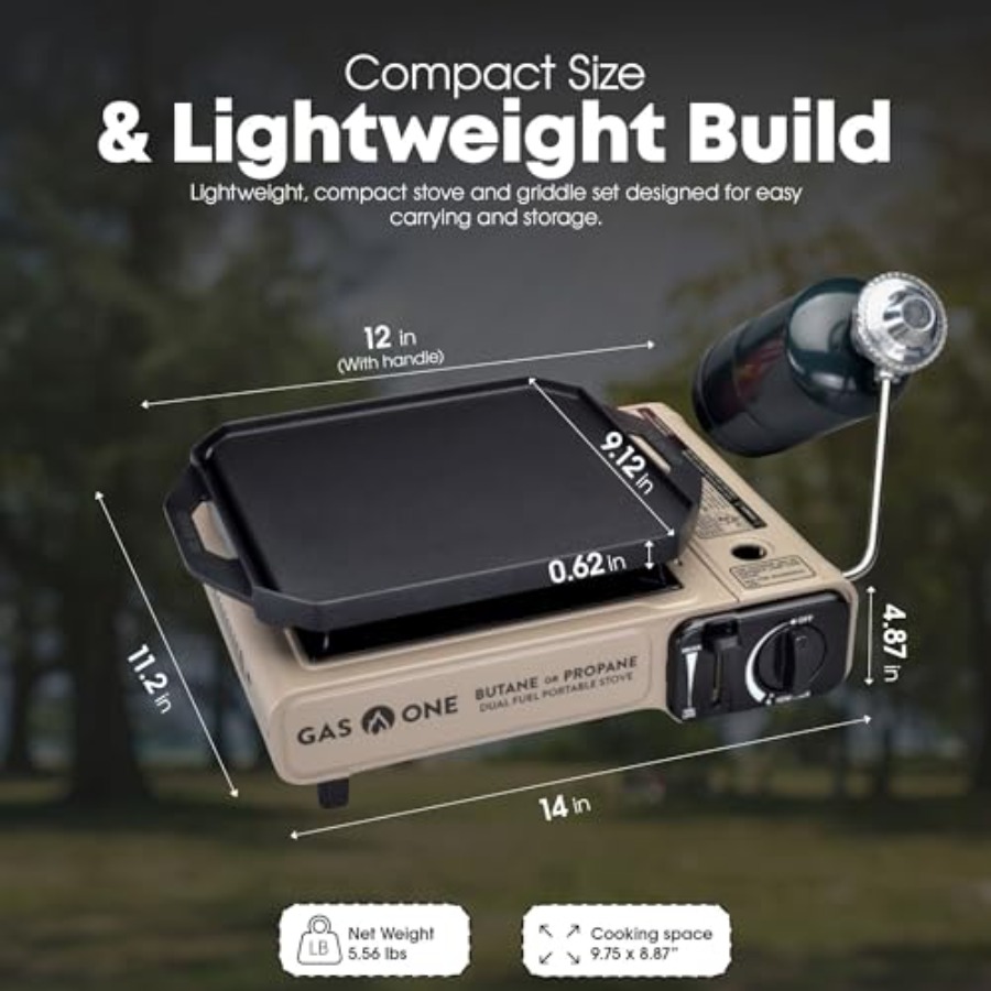 เตาแก๊สแบบแผ่นเรียบ GasOne GS- - Camping Cooking Flat Top บทวิจารณ์และราคา