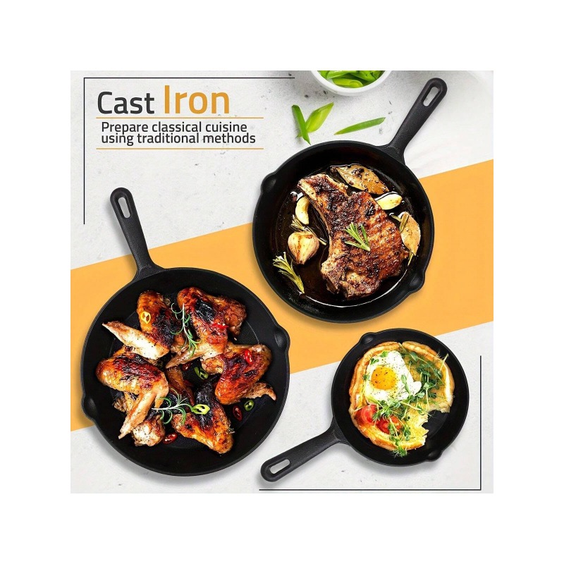 กระทะเหล็กหล่อสีดำ ขนาด 3/4/5  - Quality Camping Cooking Set บทวิจารณ์และราคา